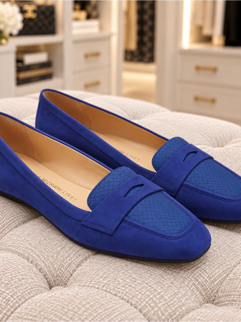 Isaac Mizrahi IM Sara Royal Blue Suede Loafers NIB